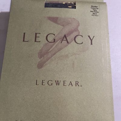 Legacy Microfiber Control Top Tights Sz D Set Of Two Gray/Heather And Black NEW